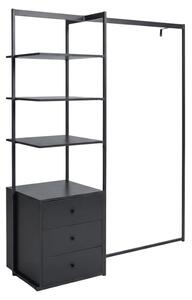 Suport pentru haine cu raft ARDEO 150x180 cm, negru
