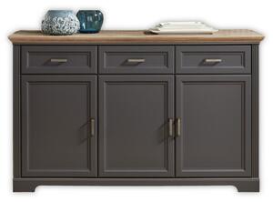 Comoda JASMIN, gri grafit/stejar artisan, PAL, 166x48x102 cm