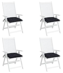 Perne scaun, 4 buc., negru, 40x40x7 cm, textil, model pătrățele