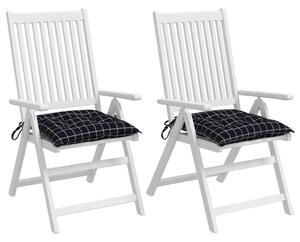 Perne scaun, 2 buc., negru, 40x40x7 cm, textil, model pătrățele