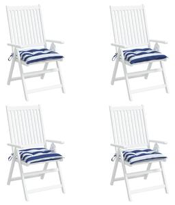 Perne de scaun, 4 buc., albastru&alb, 40x40x7 cm, textil, dungi