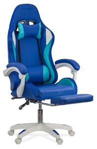 Scaun gaming cu iluminare RGB si suport pentru picioare OFF 298 albastru