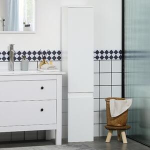 Kleankin Dulap de depozitare pentru baie ingust cu rafturi reglabile, Dulap subtire cu 5 niveluri cu tragere incorporata, Alb | AOSOM RO