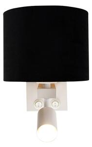 Aplică albă cu lampă de citit și abajur 18 cm negru - Brescia