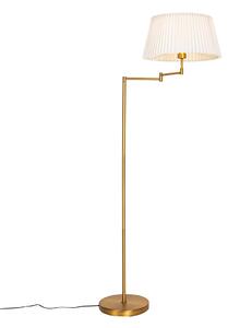 Lampa de podea din bronz cu abajur pliat alb si brat reglabil - Ladas Deluxe