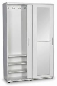 Cuier cu pantofar Adore Porto Maxi, 2 usi cu oglinda, 12 rafturi, capacitate 32 perechi incaltaminte, Alb - Natur, 120x187x40 cm