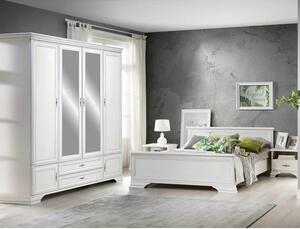 Mobilier dormitor alb IDENTO 3, PAL melaminat, cu pat 160x200, dulap c