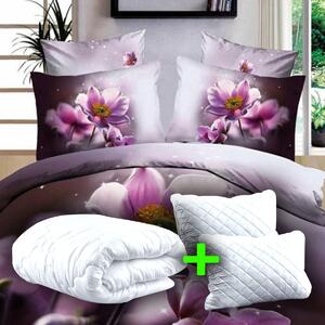Pachet promo lenjerie pat dublu digital print 3D + 2 perne + pilotă (P3D29)