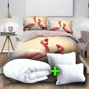 Pachet promo lenjerie pat dublu digital print 3D + 2 perne + pilotă (P3D12)