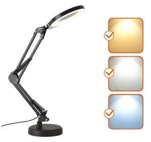 Lampă LED dimabilă de masă cu lupă 2 în 1 AURIQ LOUPE LED/10W/5V 3000/4000/6500K negru