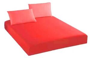 Set husă de pat și huse perne tricot roșu - 90 x 200 cm