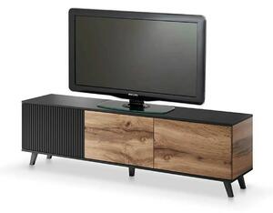 Comoda TV RANDOM, stejar wotan/negru, PAL furniruit, 180x40x52 cm