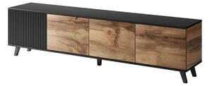Comoda TV RANDOM, stejar wotan/negru, PAL furniruit, 200x40x52 cm