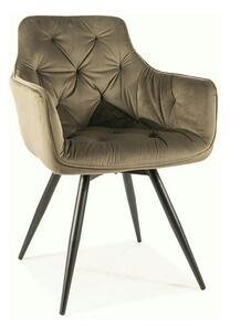 Scaun MANGO, verde maslin/negru, stofa catifelata/metal, 57x45x83 cm