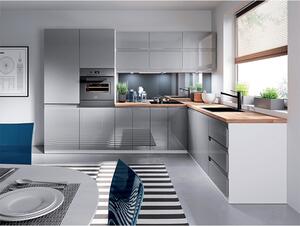 Dulap de bucătărie pentru frigider încorporat D60ZL Aurellia (alb + gri lucios) (D). 1015826