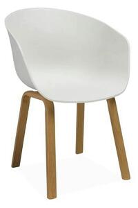 Scaun EGO, alb/stejar, plastic/metal, 56x42x80 cm
