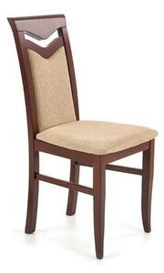 Scaun tapitat CITRONE, bej/nuc, stofa clasica/lemn, 44x43x96 cm
