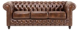Canapea Chesterfield Fleming din piele DarkBrown / 205 cm
