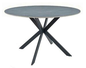 Masa rotunda TALIA, gri cu efect de marmura/negru mat, ceramica/metal