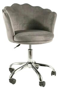 Scaun birou ROSE, gri, stofa catifelata/metal, 56x41x74/82 cm