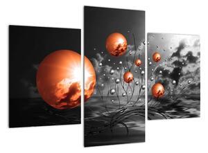 Tablou abstract - sfere portocalii (90x60cm)