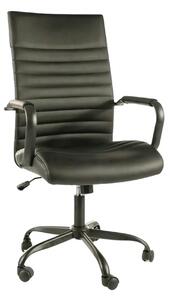 Scaun birou Q-306, negru, piele ecologica/metal, 58x51x106/116 cm