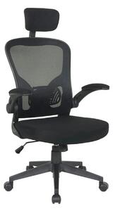 Scaun birou Q-060, negru, stofa/plasa, 66x50x118/126 cm