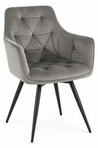 Scaun MANGO, gri/negru, stofa catifelata/metal, 57x45x83 cm
