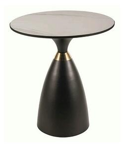 Masuta cafea GEMINI, alb lucios/negru mat, ceramica/metal, 50x56 cm