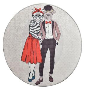 Covor BEST COUPLE, 100x100 cm, forma rotunda, stofa catifelata/poliest