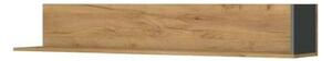 Polita SANTES, stejar auriu/gri antracit, PAL, 155x27x25 cm
