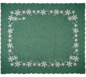 Față de masă de Crăciun - Fulgi, verde, 120x 140 cm