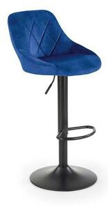 Scaun bar H101, albastru/negru, stofa catifelata/metal, 47x45x84/106 c