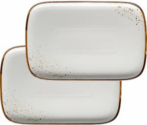 Mäser Set tavă din 2 piese Pintar Puncte maro alb30 x 20 x 2 cm, L