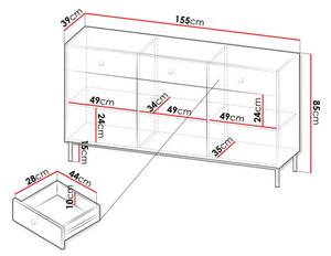 Z0ND0 Comodă Probazzo 3D3SZ (Alb + auriu) . 1103669