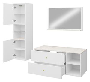 Z0ND0 Mobilier baie Kiago II (Negru mat + Marmură Negru + auriu) (cu chiuvetă). 1103957