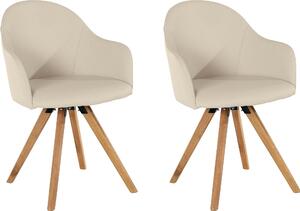 Set 2 scaune LOTOS piele naturala crem 62/59/85 cm