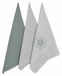 Prosop de bucătărie stl marinar gri, 45 x 70 cm, set de 3 buc