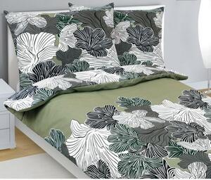 Lenjerie de pat din bumbac Bellatex Floare verdekaki , 140 x 200 cm, 70 x 90 cm