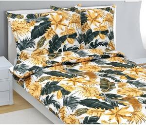Lenjerie de pat din bumbac Bellatex Palm leavesgold , 140 x 200 cm, 70 x 90 cm