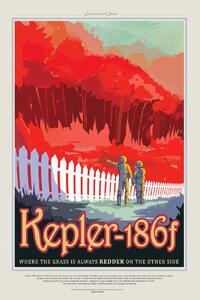 Ilustrare Kepler186f (Planet & Moon Poster) - Space Series (NASA), (26.7 x 40 cm)