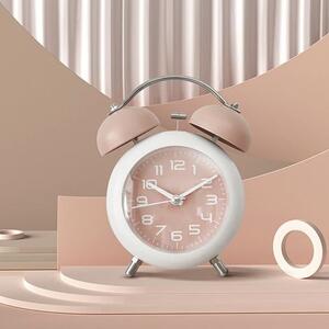 Ceas de masa desteptator Pufo Joyful cu buton de iluminare cadran, 15 cm, roz