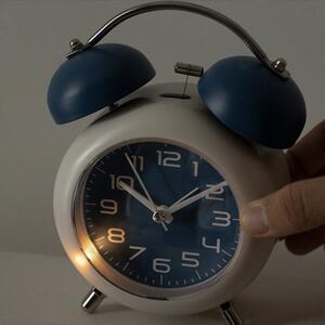 Ceas de masa desteptator Pufo Joyful cu buton de iluminare cadran, 15 cm, albastru