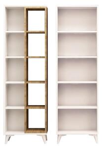 Biblioteca POTENZA, stejar/alb, PAL melaminat, 100x162x25 cm