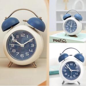 Ceas de masa desteptator Pufo Joyful cu buton de iluminare cadran, 15 cm, albastru