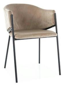 Scaun BONO, bej/negru, stofa catifelata/metal, 55x44x77 cm