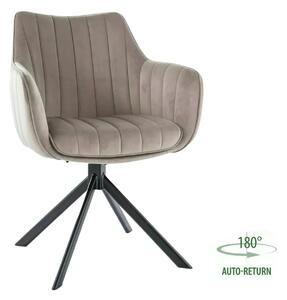 Scaun living rotativ AZALIA, bej inchis/negru, stofa catifelata/metal