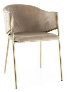 Scaun de living modern BONO, bej/auriu, stofa catifelata/metal, 55x44x