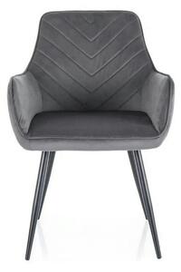 Scaun FIG, gri/negru, stofa catifelata/metal, 57x47x85 cm