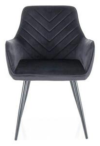 Scaun FIG, negru, stofa catifelata/metal, 57x47x85 cm